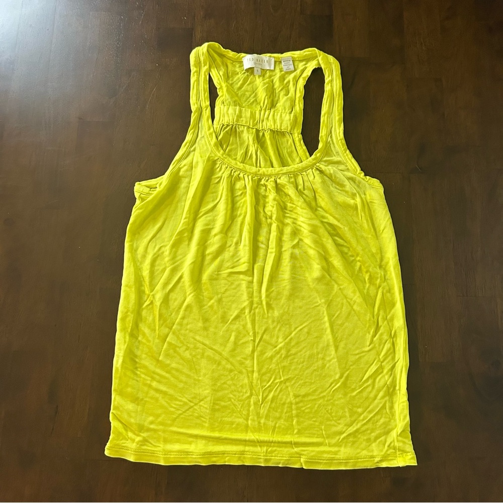 Ted Baker Neon Yellow viscose tank with racerback Size S or Size 1